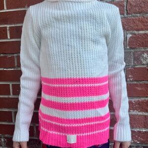 Deadstock Vintage Kids Simpsons-Sears Ribbed Knit Pink and White Turtleneck